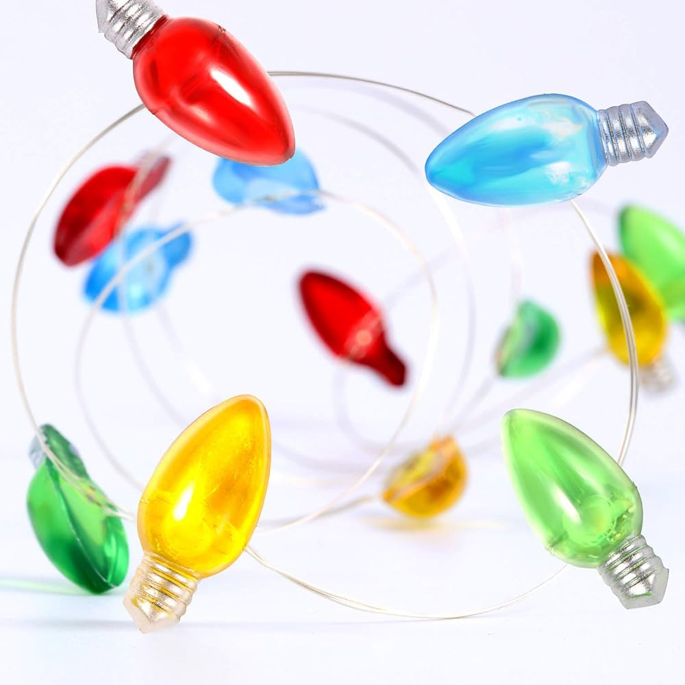 Christmas Colorful Bulbs String Lights, 10ft 30 LED Battery Powered New Years String Lights with ... | Amazon (US)