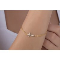 Diamond Cross Bracelet, Silver Gold 14K Bracelet Women, Mom Gifts, Gift For Her | Etsy (US)