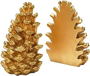 Creative Co-Op Resin Pinecone, Set of 2, Gold Finish Bookends | Amazon (US)