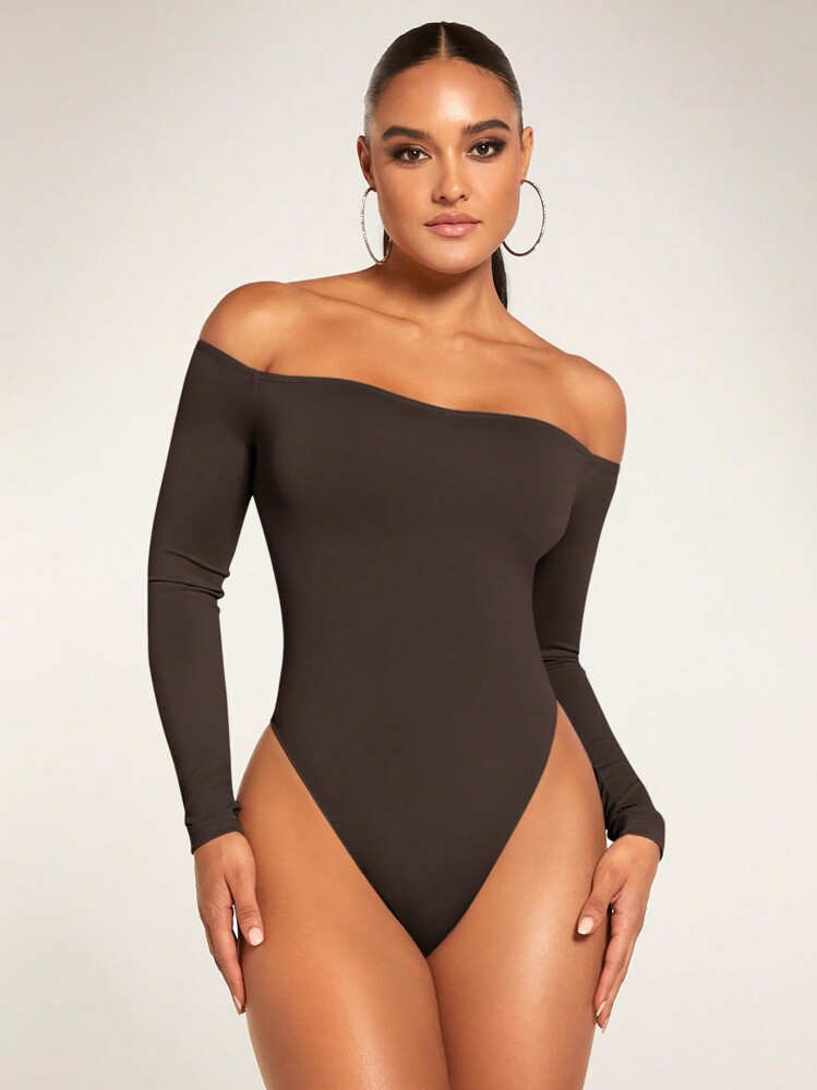 Silquee Off Shoulder Solid Bodysuit | SHEIN