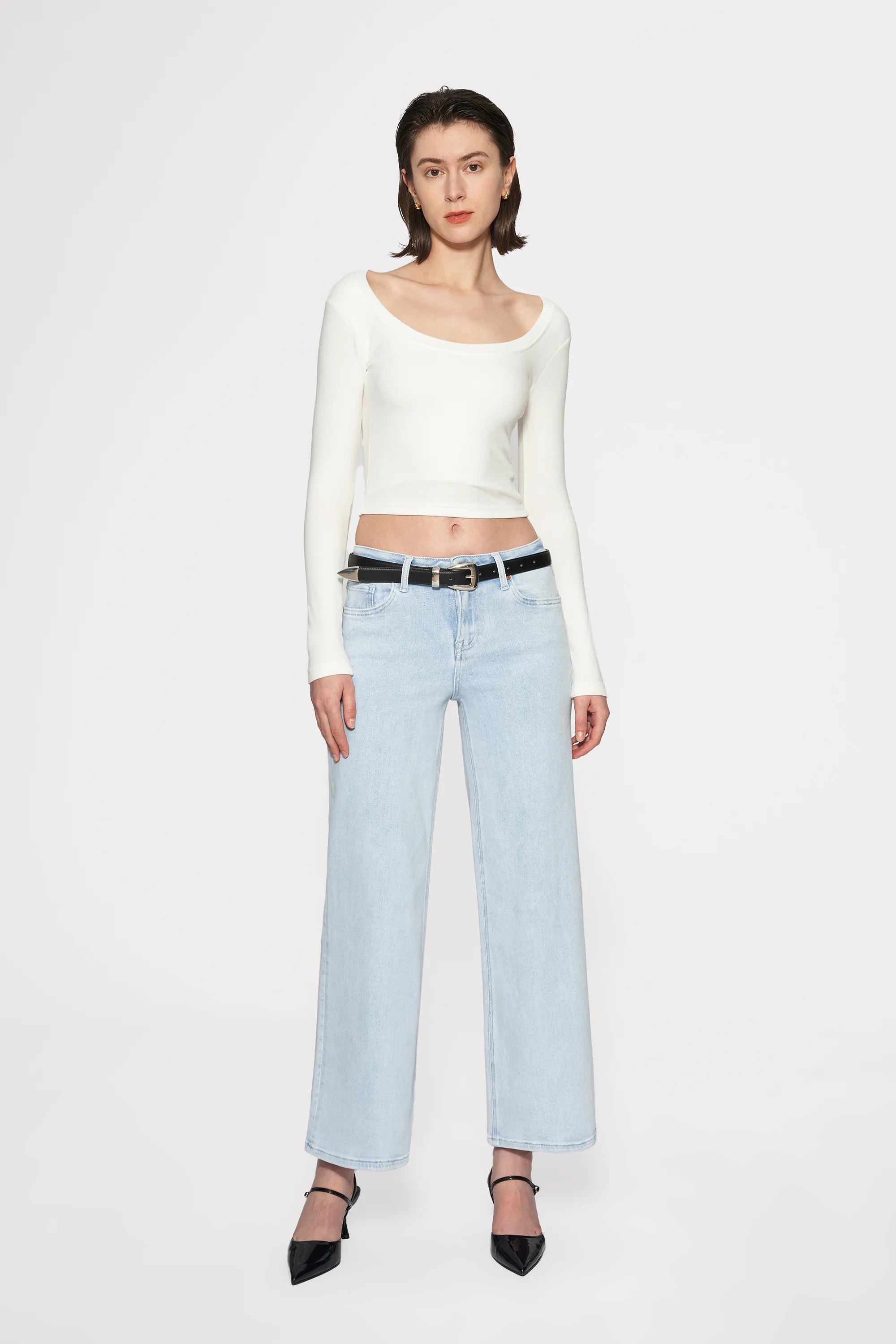 LISA MID-RISE WIDE LEG JEANS | Bayeas