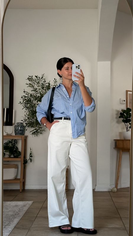 White wide leg tailored pants & button down outfit 🤍
Trousers sold out - similar options added (exact linked too)
Button down is no longer available but almost exact linked!

#LTKStyleTip #LTKSeasonal #LTKFindsUnder50