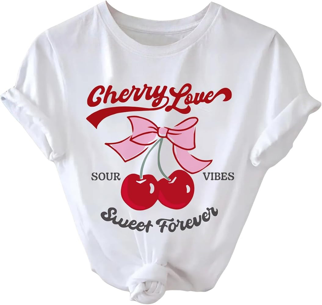 SweatyRocks Women's Lemon Shirts Letter Fruit Printed Graphic Tees Short Sleeve Casual T-Shirt | Amazon (US)