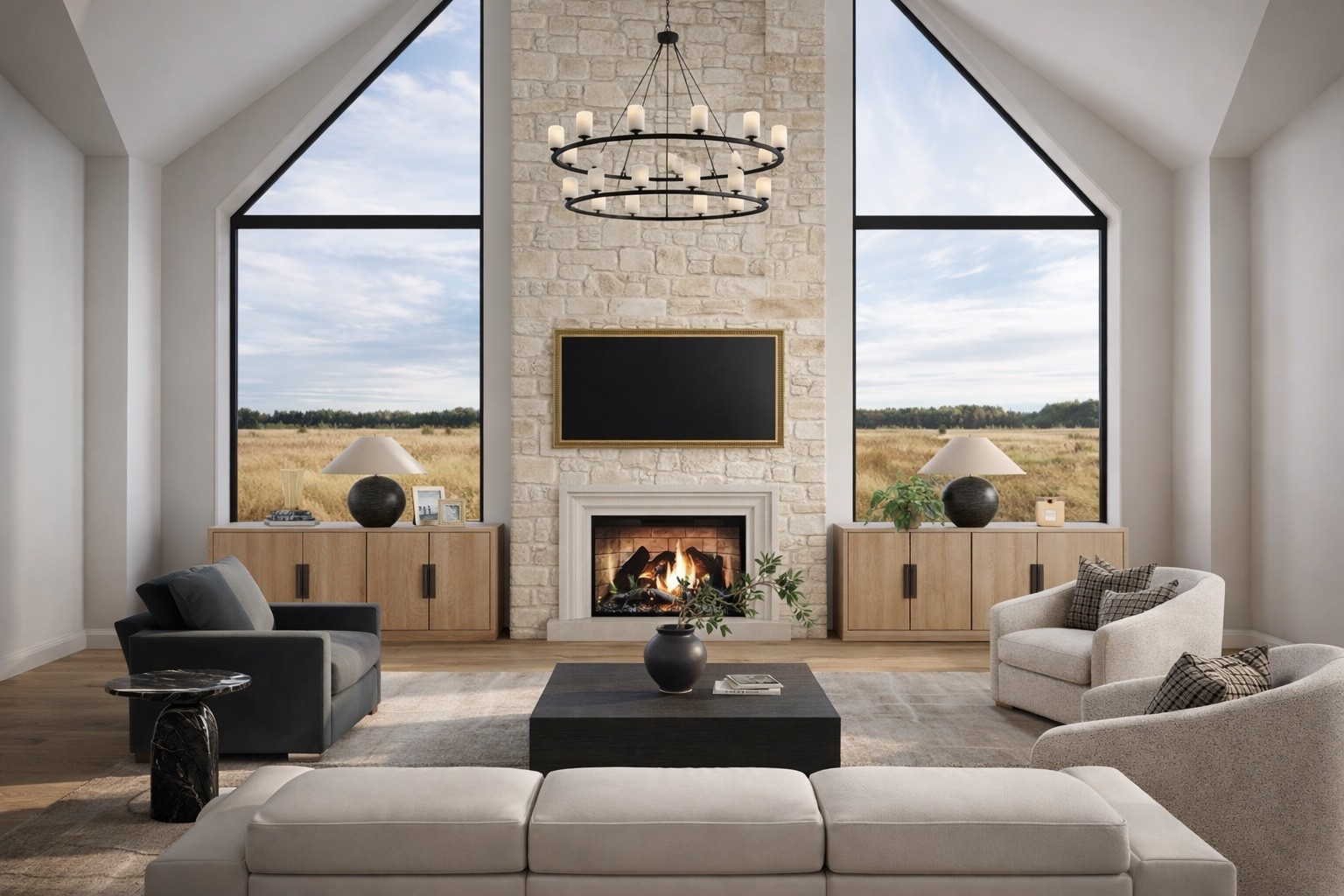 Truly all I need are these windows & that stunning fireplace…. The rest are just details. ✨ 

#LTKHome