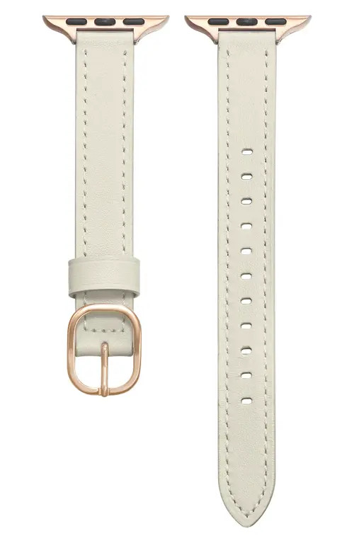 Posh Tech Carmen Skinny Leather Apple Watch® Watchband in White at Nordstrom | Nordstrom