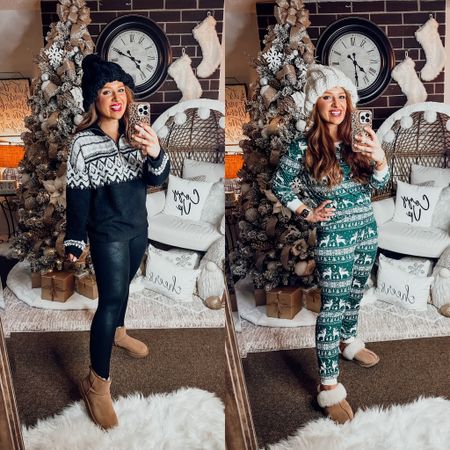 Comfy holiday pink lily looks! Code: november20 

Green fair Isle pajama set in size medium 

Sherpa pullover half zip in size small 

Faux leather leggings in size medium 



#LTKSeasonal #LTKunder50 #LTKHoliday