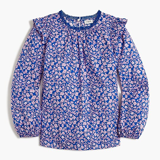 Factory: Long-sleeve Ruffle-shoulder Top For Women | J.Crew Factory