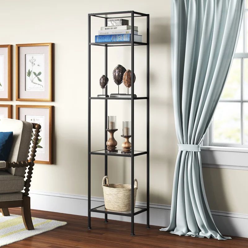 Otha 73'' H x 18'' W Metal And Glass Etagere Bookcase | Wayfair North America