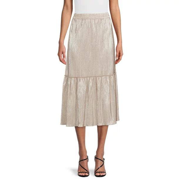 Time and Tru Plisse Midi Skirt | Walmart (US)