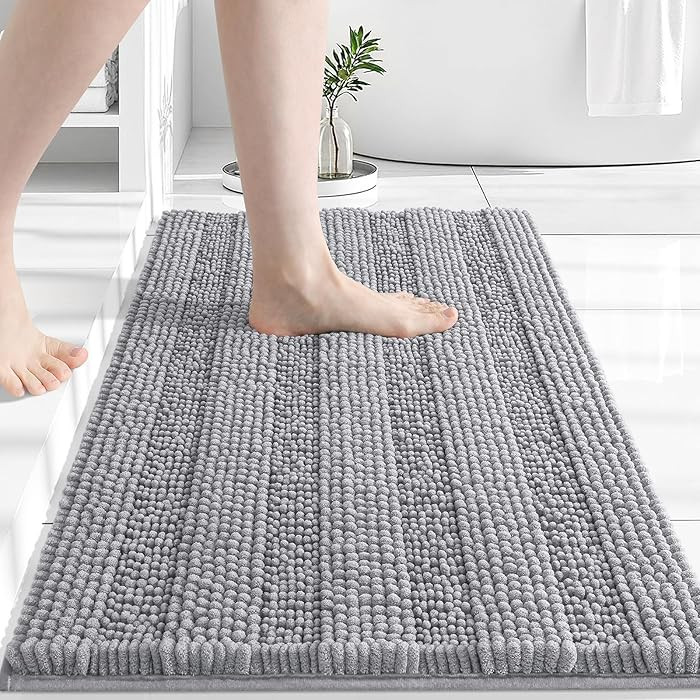 Grandaily Chenille Striped Bathroom Rugs 24x16, Extra Thick and Absorbent Bath Mats, Non-Slip Sof... | Amazon (US)