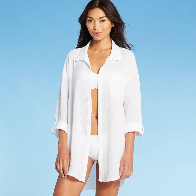 Women's Button-Up Cover Up Shirtdress - Kona Sol™ | Target