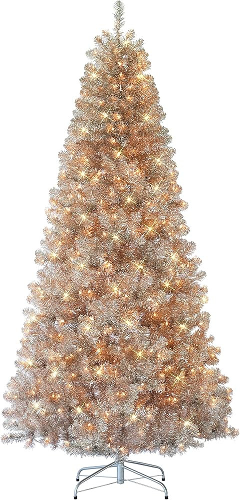 7.5 ft Pre-lit Rose Gold Tree, 1315 Tips, 500 UL Clear Incandescent Lights | Amazon (US)