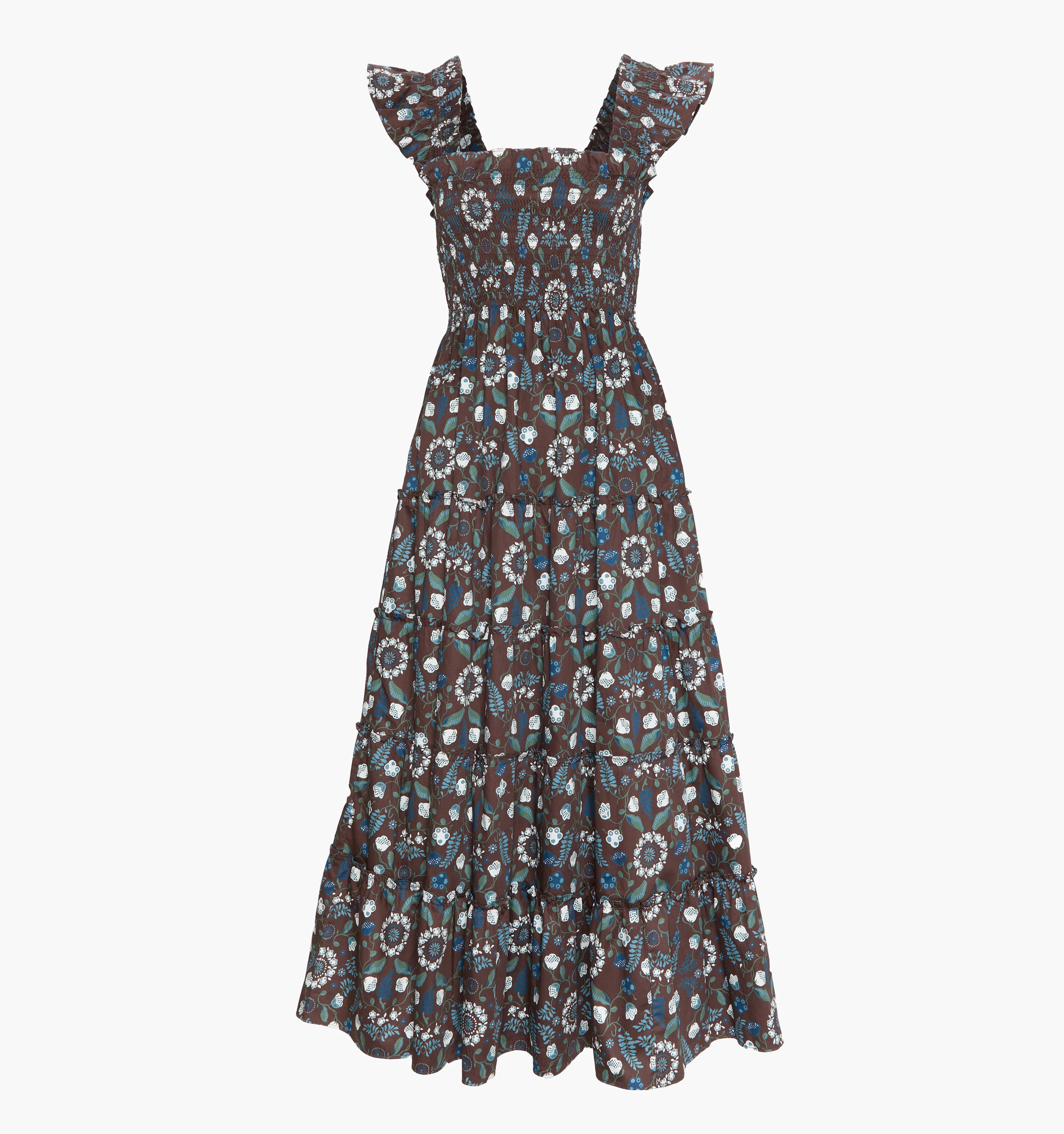 The Ellie Maxi Nap Dress | Chocolate Swedish Floral / XXL | 100% Cotton | Hill House Home | Hill House Home US