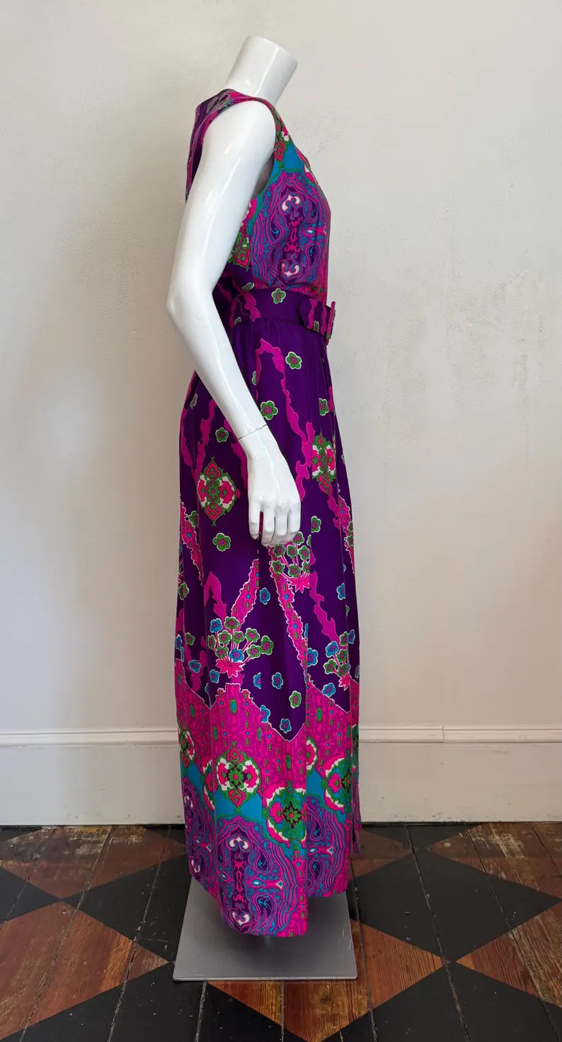 1970's Krist San Francisco psychedelic floral print maxi dress | Etsy (Global)