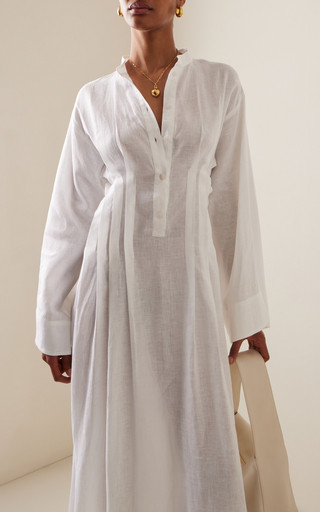 Nikko Pleated Organic Linen Maxi Dress | Moda Operandi (Global)