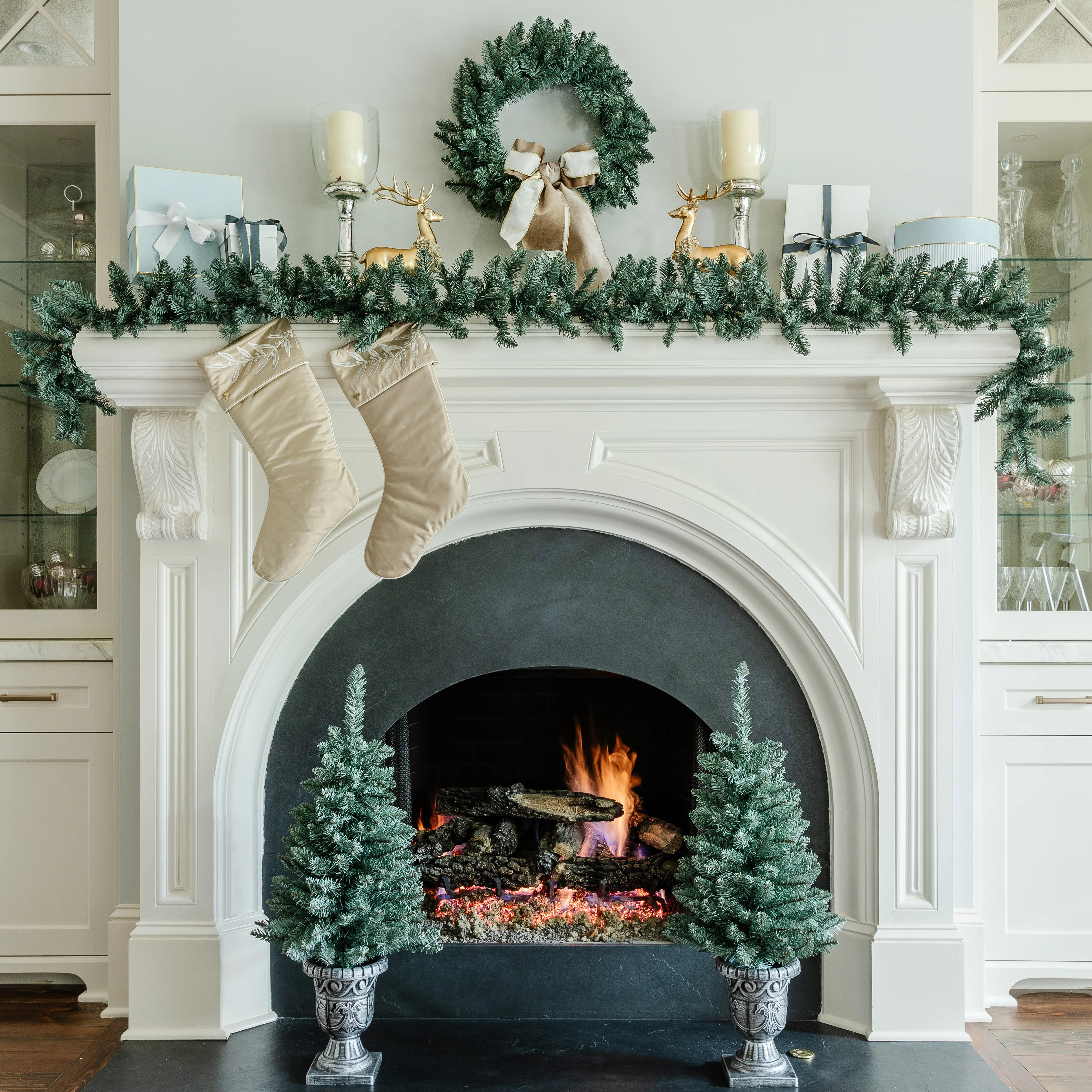 Tribeca Spruce Blue Collection 4-Piece Set with Warm White LED Lights | King of Christmas