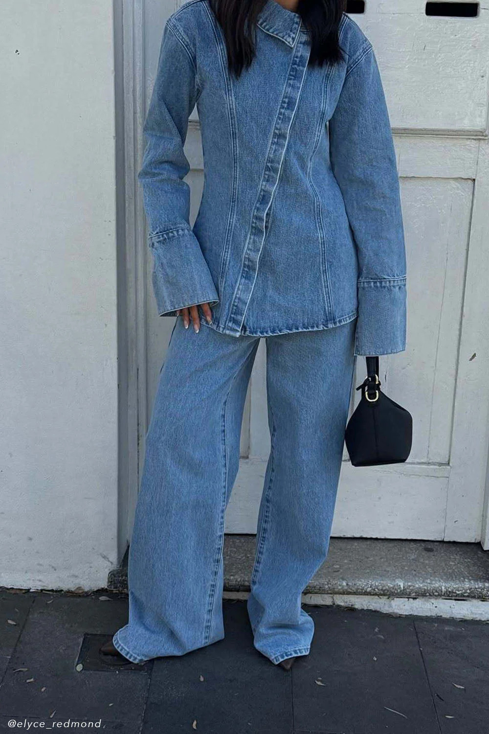 Jericho Asymmetrical Denim Shirt - Classic Blue | MESHKI US