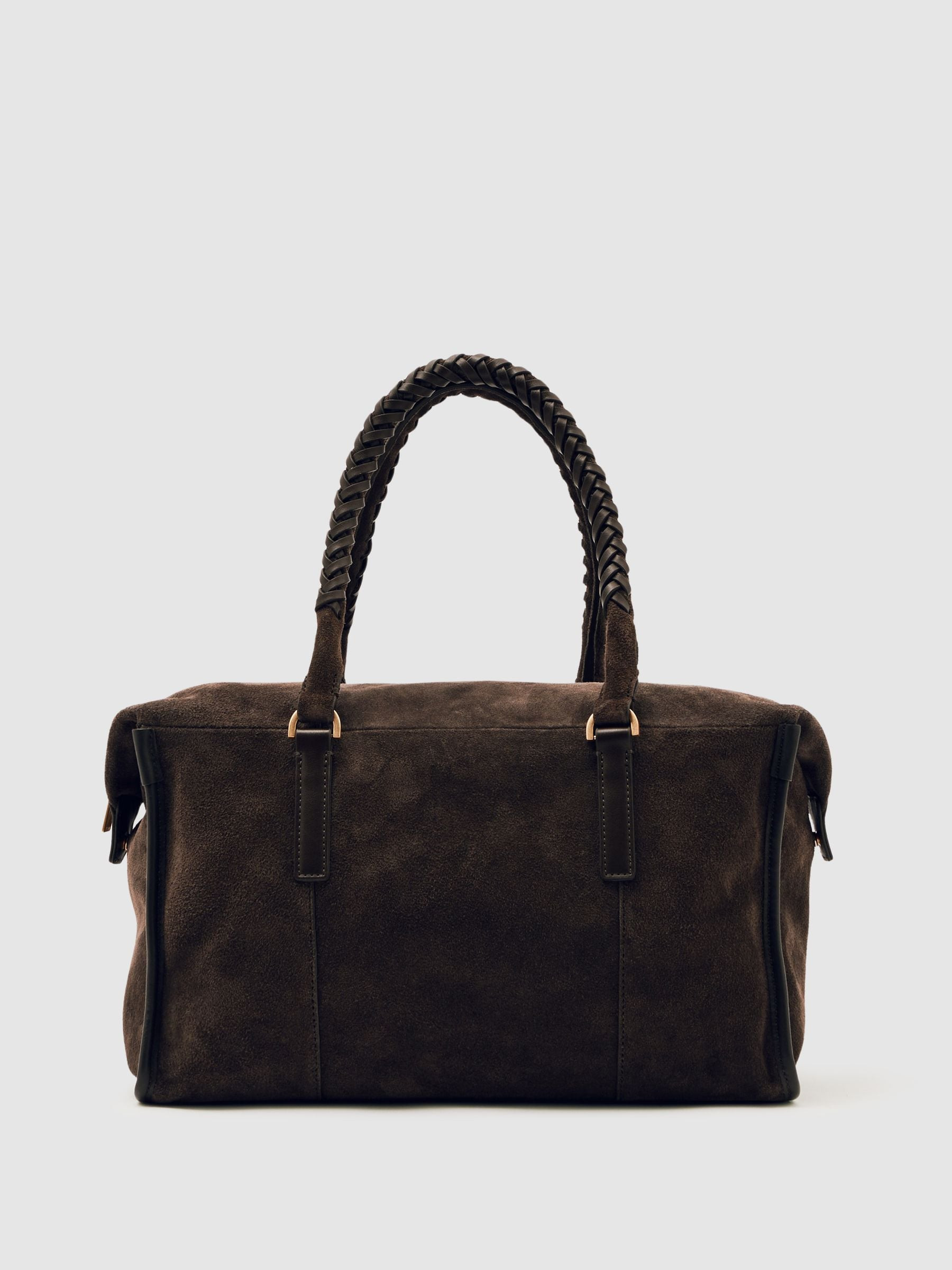 Reiss Reiss Chocolate Edie Suede Braided-Strap Bowling Bag | Next US