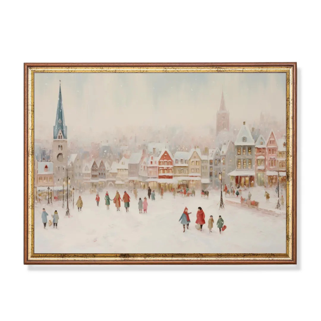 Christmas Market Scene Art Print: Winter Holiday Home Decor - Etsy | Etsy (US)