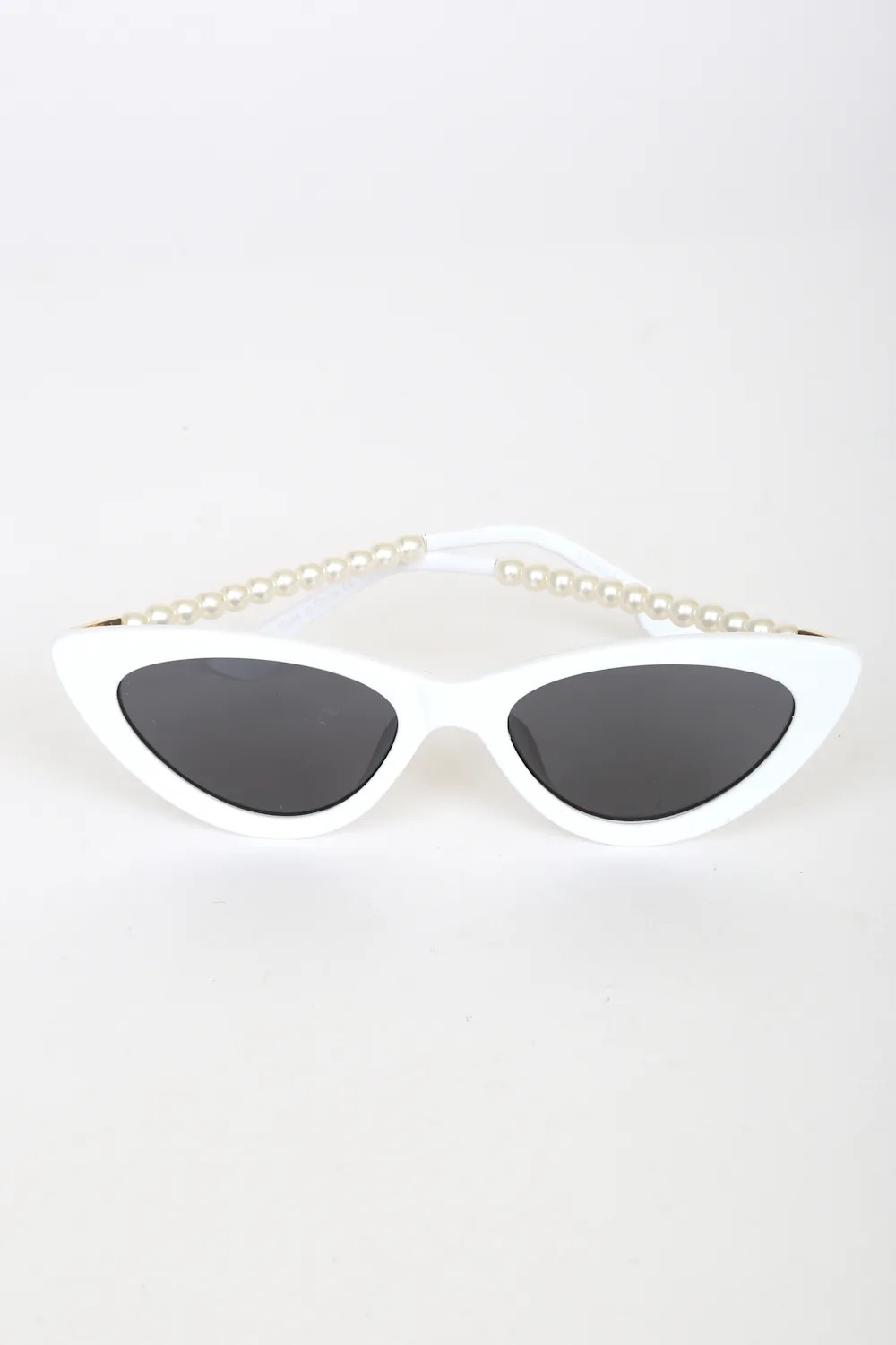 Pep Talk White Mini Cat-Eye Pearl Sunglasses | Lulus