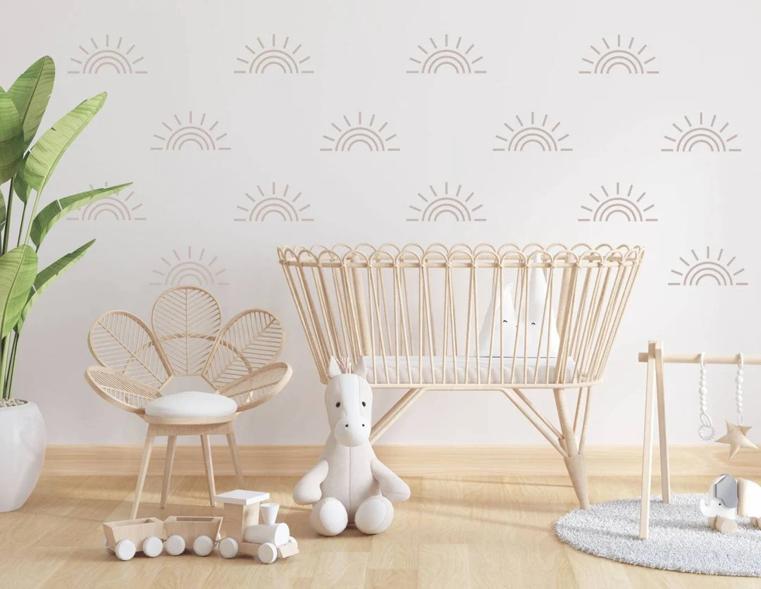 Boho Sunshine Wall Sticker Decals Children's Nursery Wall Art Scandi Playroom Decor - Etsy UK | Etsy (UK)