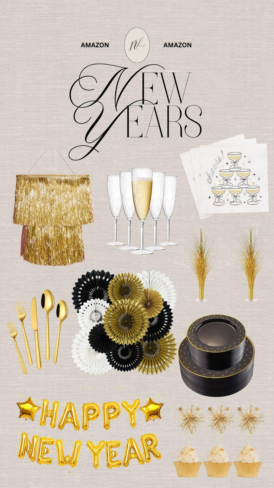 (Premium Gold Foil) Happy New Year Balloons Banner, 16in, Ideal New Years Eve Party Supplies 2026... | Amazon (US)