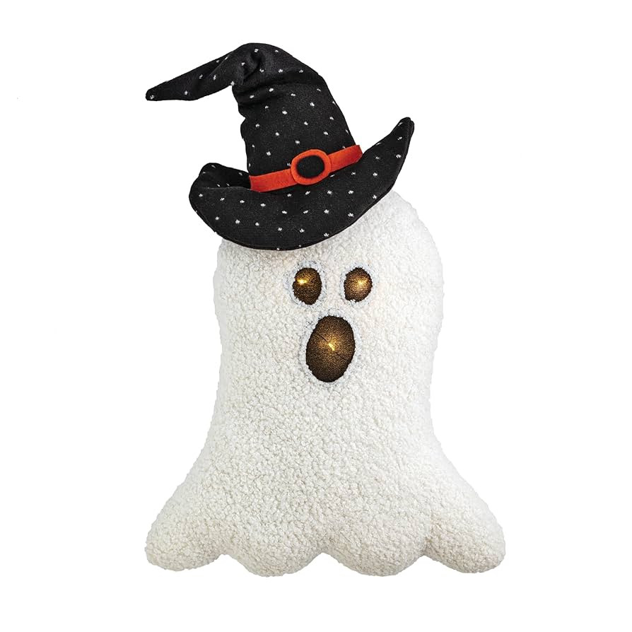 Mud Pie Light up LED Halloween Pillow, White | Amazon (US)