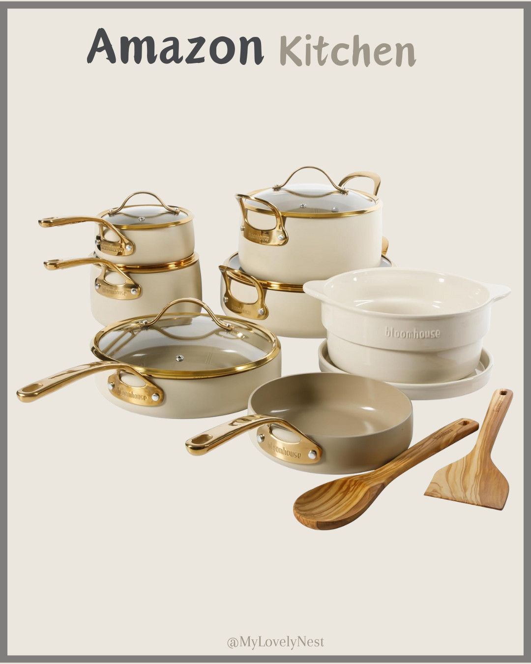 15 Piece Pots and Pans Heavy Duty Aluminum Premium PFA Free Ceramic Nonstick Cookware Set - Almond Cream w/Gold Handle
Home & Kitchen
Kitchen & Dining
Cookware Pots & Pans, Dutch Ovens, Amazon Home Finds 

 #LTKSeasonal #LTKHome #LTKFamily