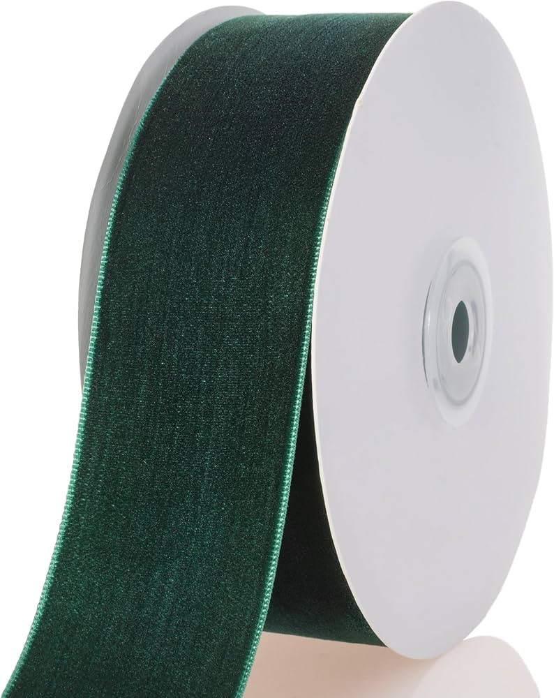 ATRBB Dark Green Velvet Ribbon - 1 1/2 Inch Width, 10 Yards Per Roll - Classic Elegant Flocked Ri... | Amazon (US)