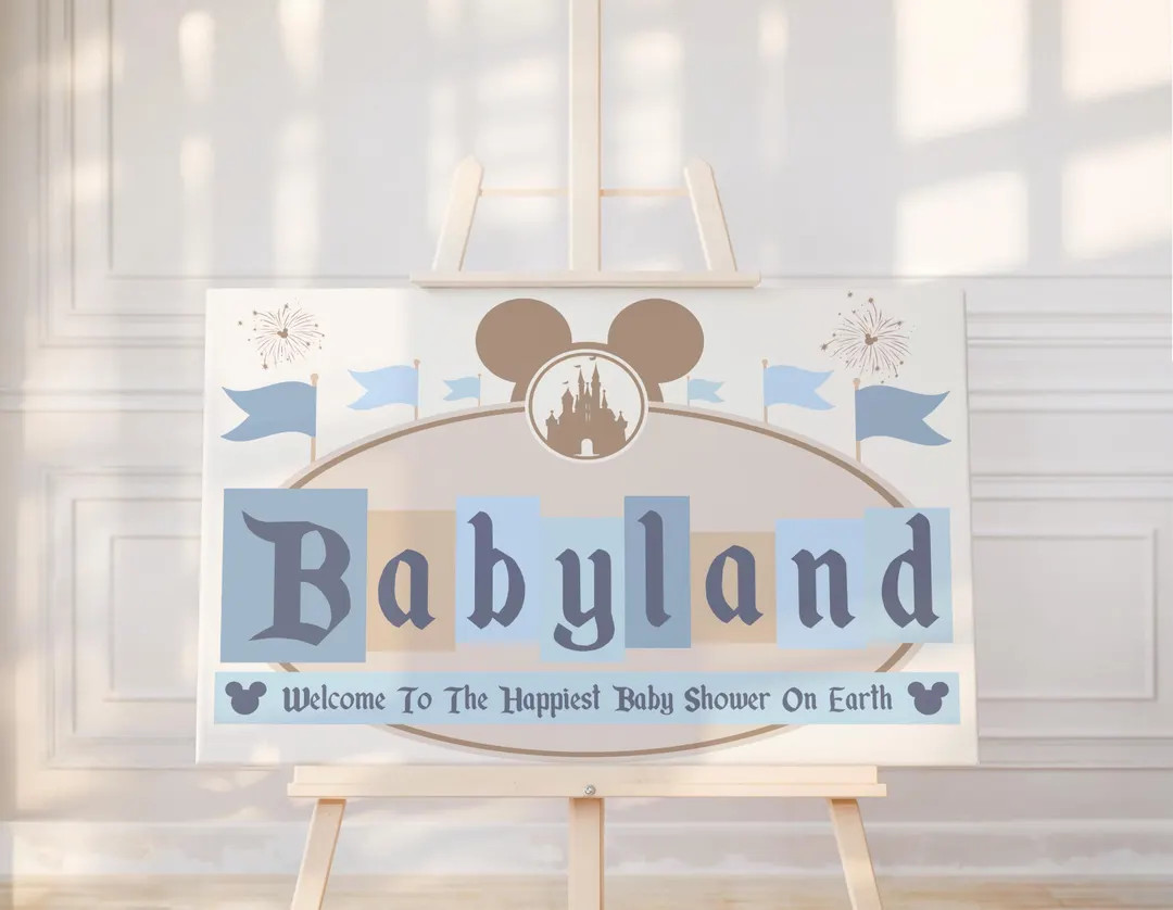 Disneyland Babyland Welcome Sign Boys, Happiest Baby Shower Decor, Disney Theme Party Printable, ... | Etsy (US)
