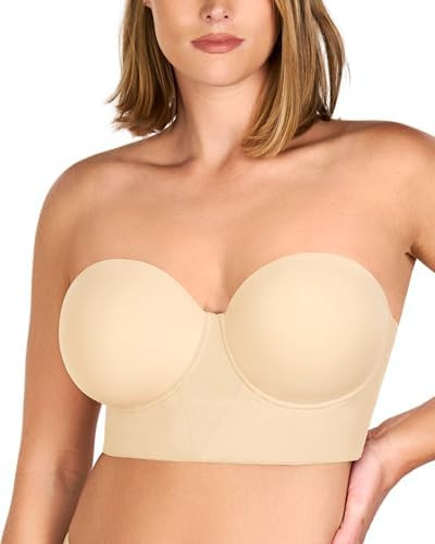 HSIA Strapless Bras for Women, Longline Corset for Large Bust Plus Size Supportive Bustier Minimi... | Amazon (US)