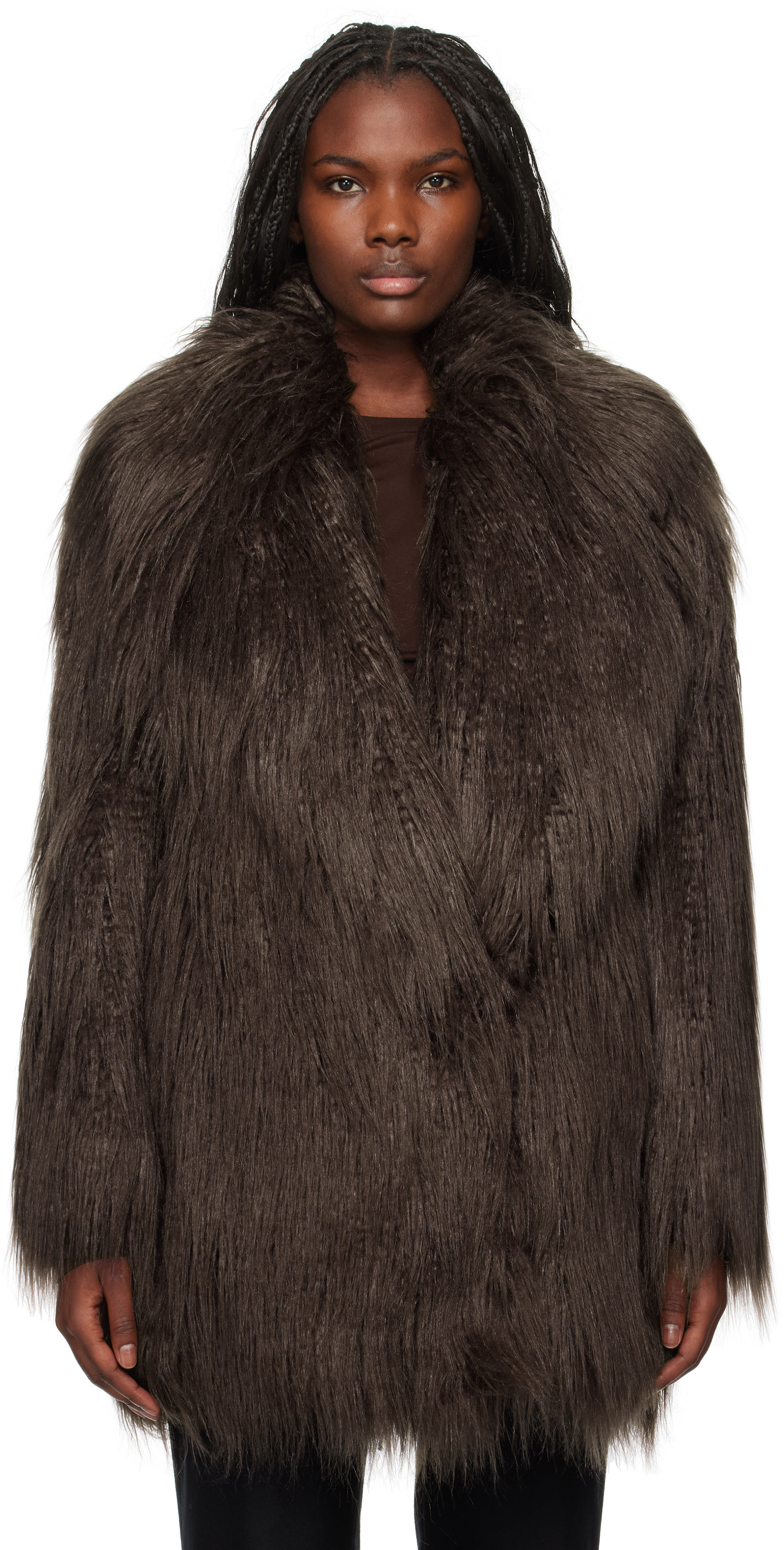 The Frankie Shop Brown Miley Faux-Fur Coat | SSENSE