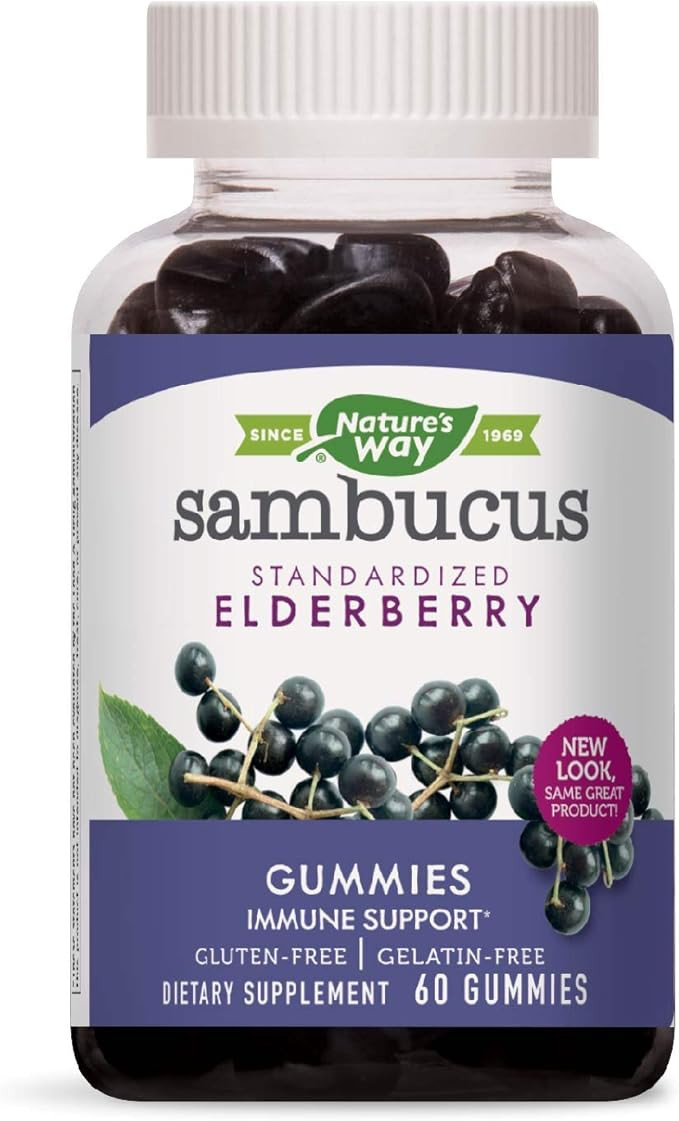 Nature's Way Sambucus Elderberry Gummies, Herbal Supplements with Vitamin C and Zinc, Gluten Free... | Amazon (US)