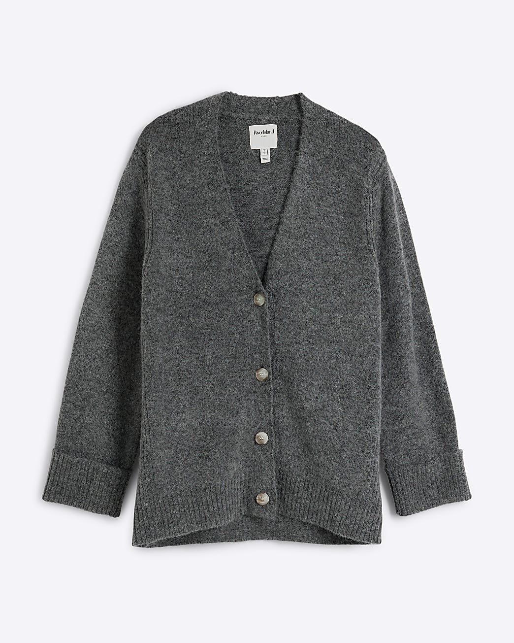 Grey knit button up cardigan | River Island (UK & IE)