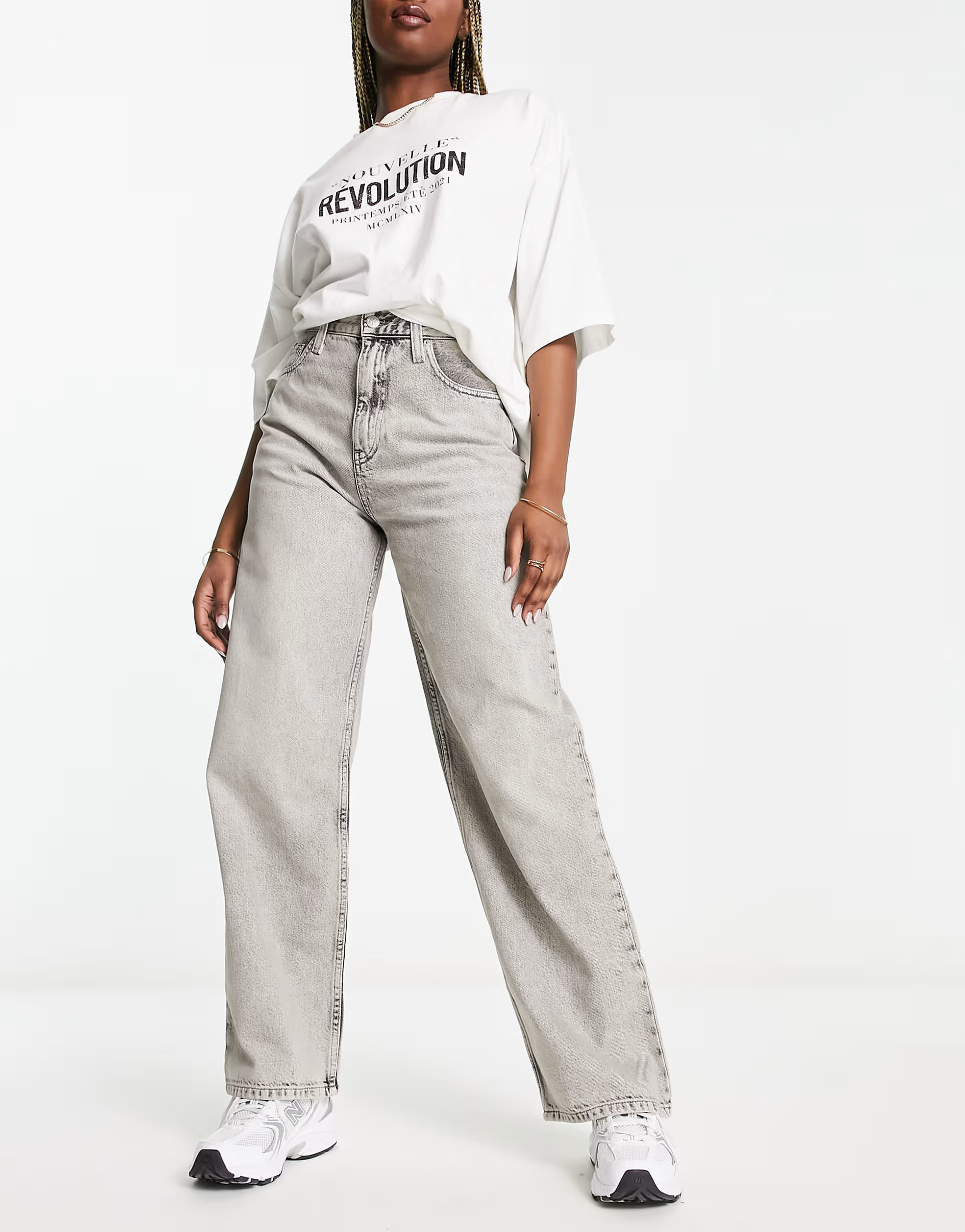 Calvin Klein Jeans high rise relaxed jean in grey | ASOS (Global)