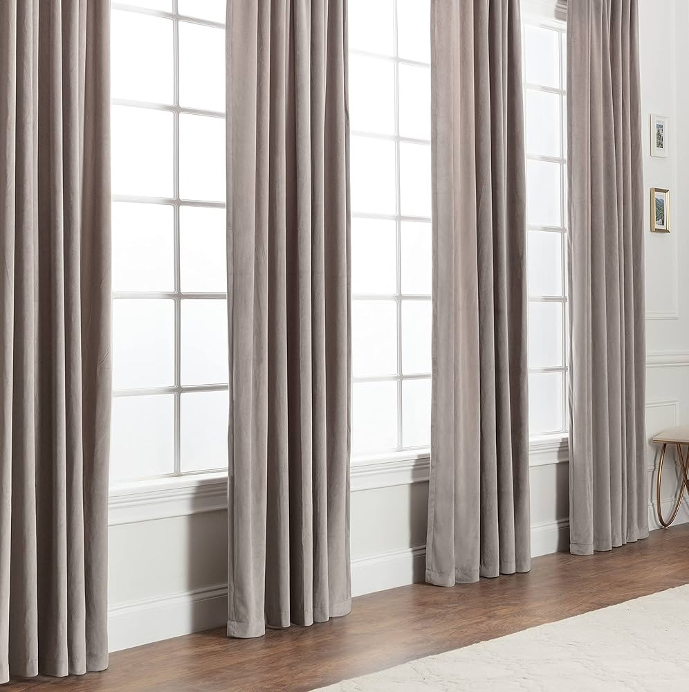 Chanasya Taupe Velvet Curtains Panel Set 2 -Piece - Classy Grommet Partial Blackout Curtain Room ... | Amazon (US)