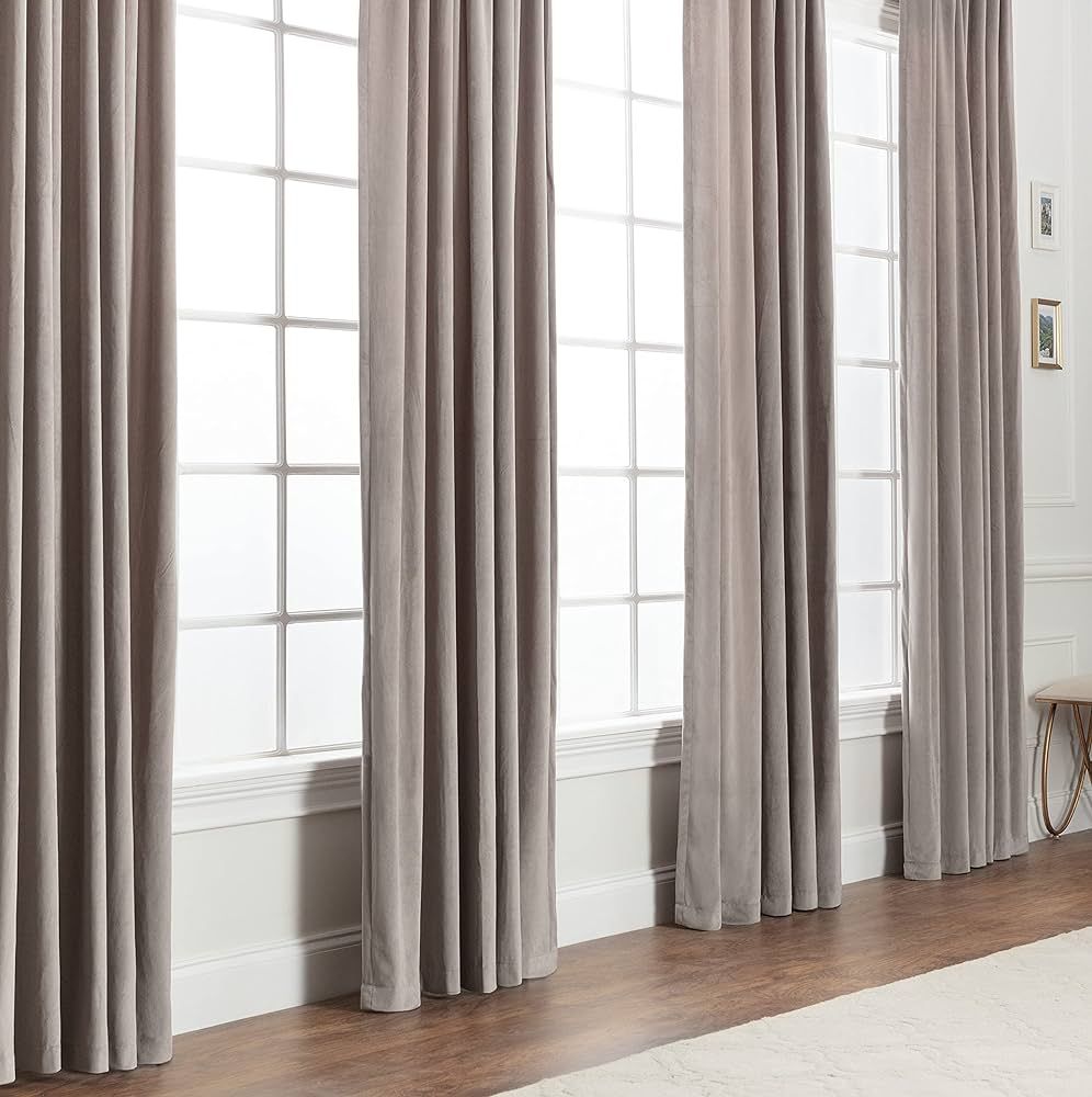 Chanasya Taupe Velvet Curtains Panel Set 2 -Piece - Classy Partial Blackout Curtain Room Darkenin... | Amazon (US)