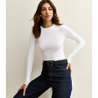 Women's Tall White Stretchy Cotton Crew Neck Long Sleeve Bodysuit New Look | New Look (UK)