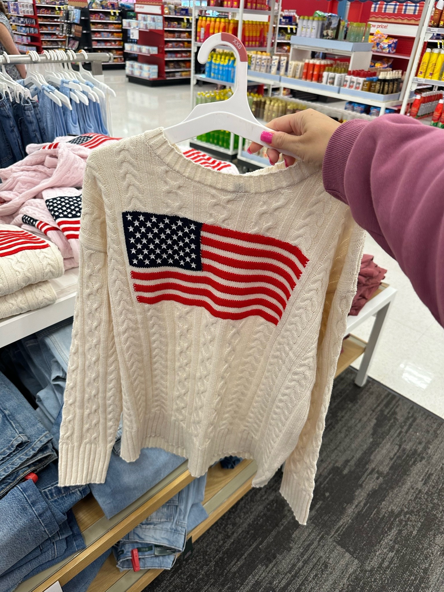 Love this American flag cable knit  sweater for 4th of July! So cute! Ranges from sizes XXS-4X! Comes in other colors & is priced at $35!

#LTKMidsize #LTKPetite #LTKPlusSize