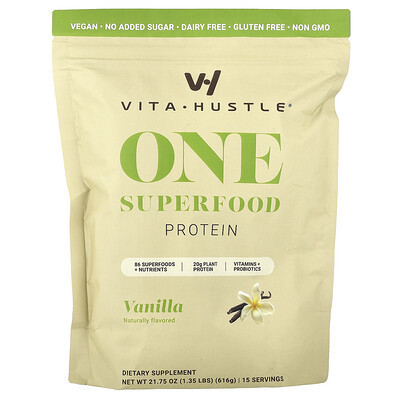 VitaHustle, One Superfood Protein, Vanilla, 1.35 lbs (616 g) | iHerb