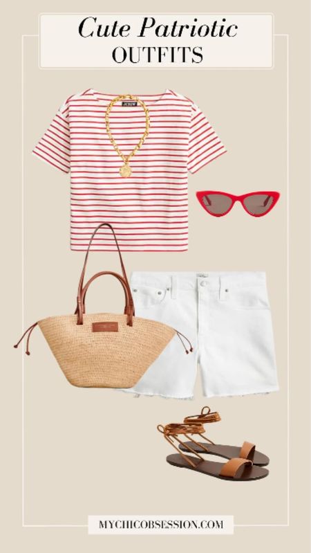 Pairing a striped shirt paired with breezy white shorts is a perfect way to get good use out of your summer capsule wardrobe. Tuck your shirt in to define your waist and give the outfit a more polished feel.

Opt for lace-up sandals to add an elegant yet laid-back vibe, and accessorize with sunglasses and a woven tote.

#LTKSeasonal #LTKStyleTip