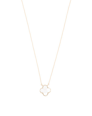 Made In The Usa 14kt Gold Mother Of Pearl Clover Necklace | TJ Maxx
