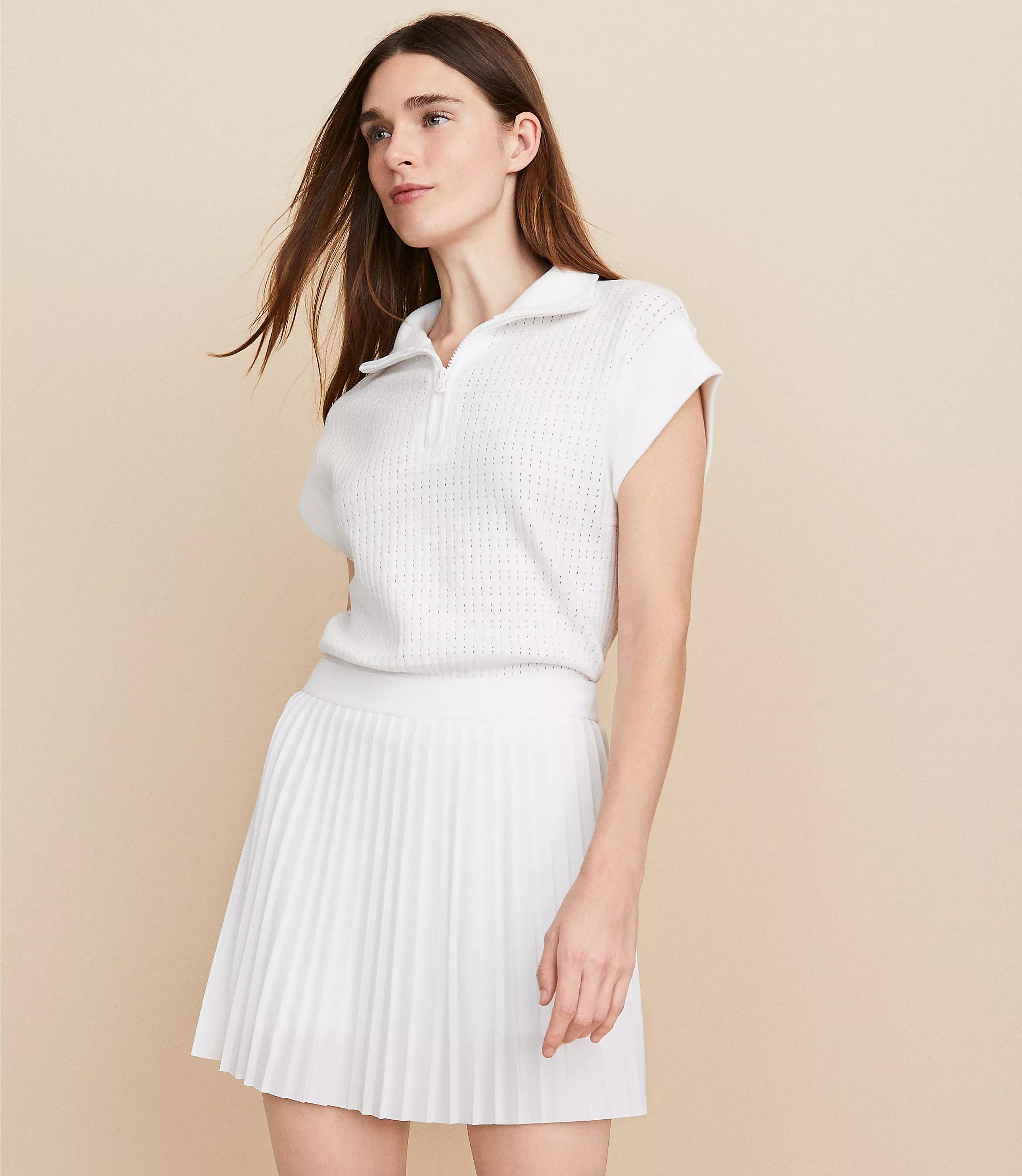 Lou & Grey Pleated Wanderweave Skort | LOFT