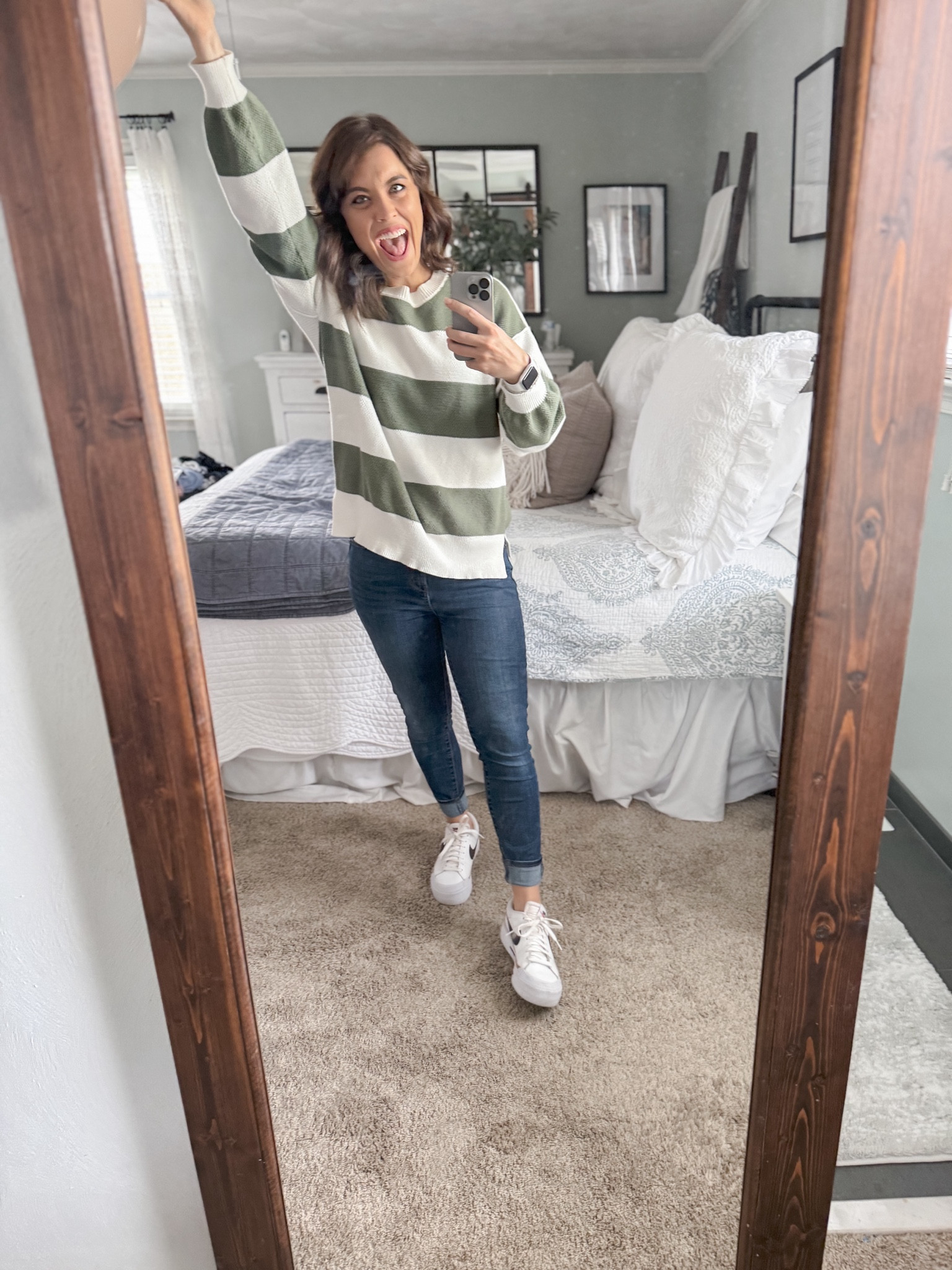Amazon oversized sweater, Target high-waisted skinny jeans, and Nike platform retro shoes for a comfy casual mom outfit 

#LTKfindsunder100 #LTKbeauty #LTKitbag