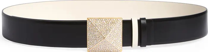 Crystal Embellished Rockstud Buckle Reversible Leather Belt | Nordstrom