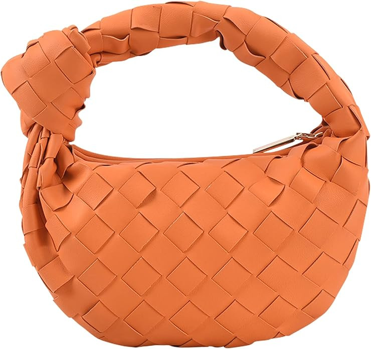 JYG Knoted Woven Handbag for Women Fashion Designer Ladies Hobo Bag Bucket Purse Faux Leather | Amazon (US)