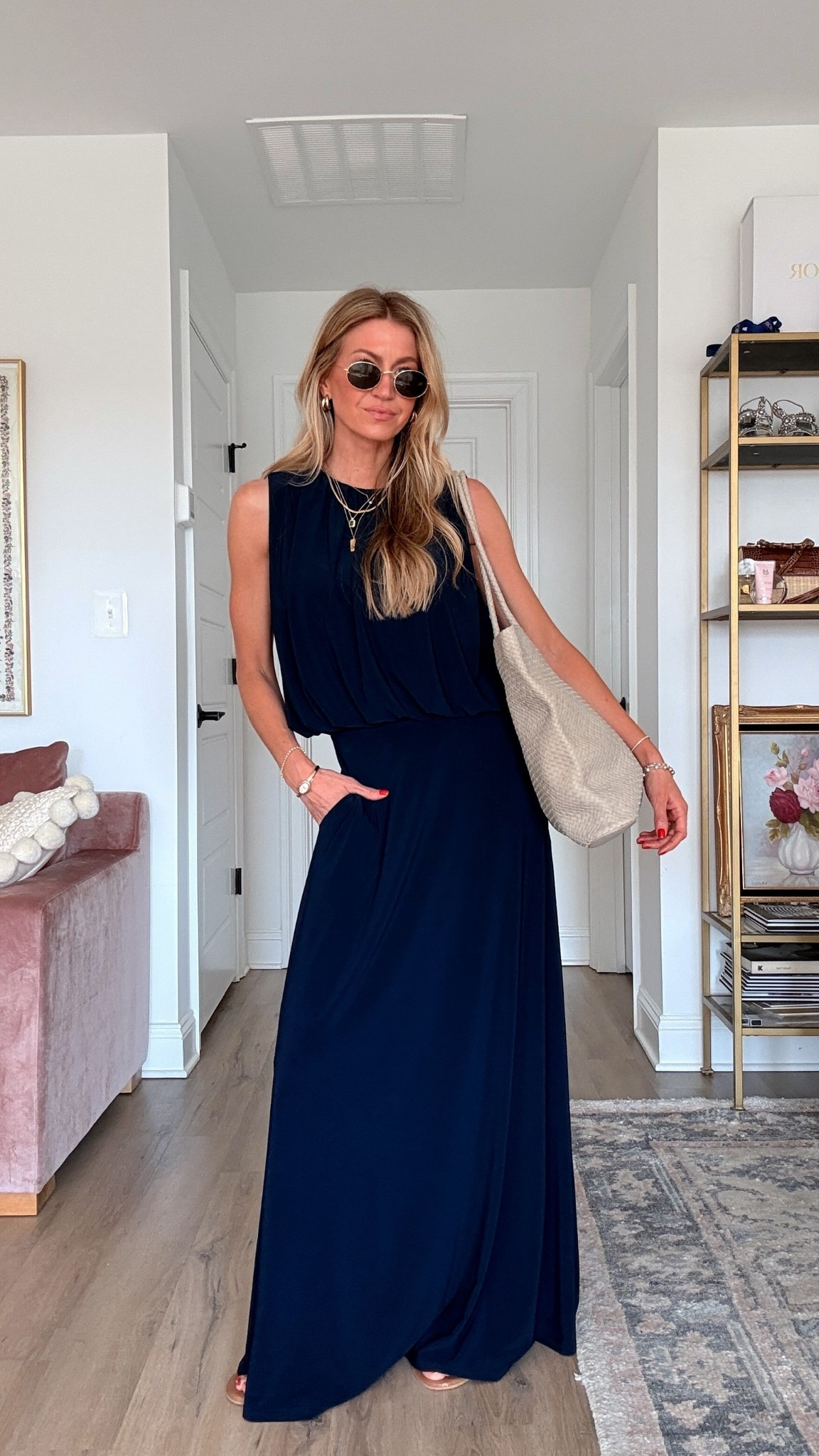 Navy maxi set! 
Top: wearing size small 
Skirt: wearing XS

#LTKSeasonal #LTKootd #LTKgrwm