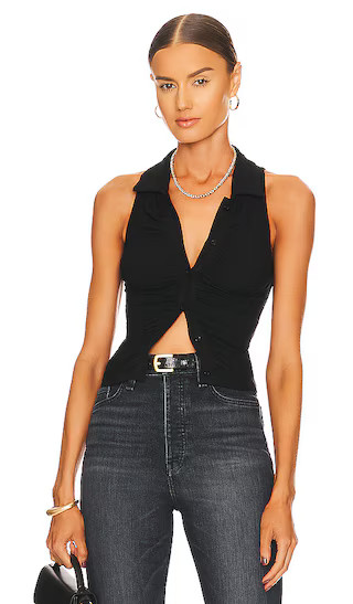 Rina Ruched Top in Black | Revolve Clothing (Global)