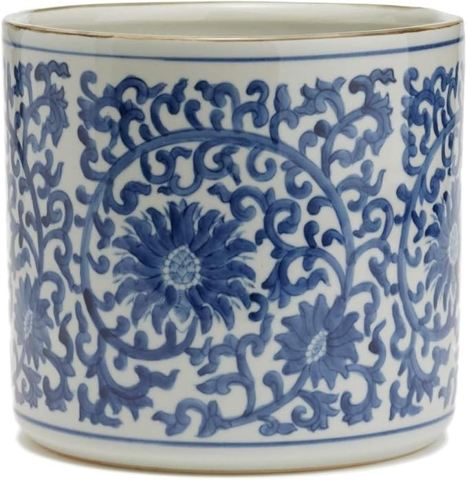 Tozai Home Blue and White Lotus Flower Vase/Planter | Amazon (US)