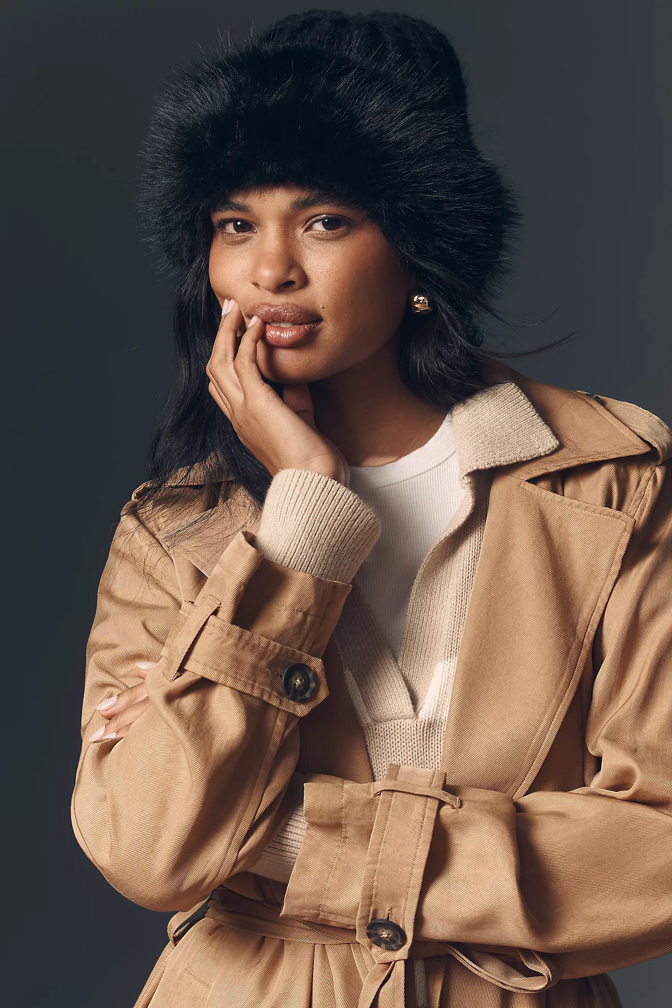 By Anthropologie Knitted Faux-Fur Cuff Beanie | Anthropologie (US)